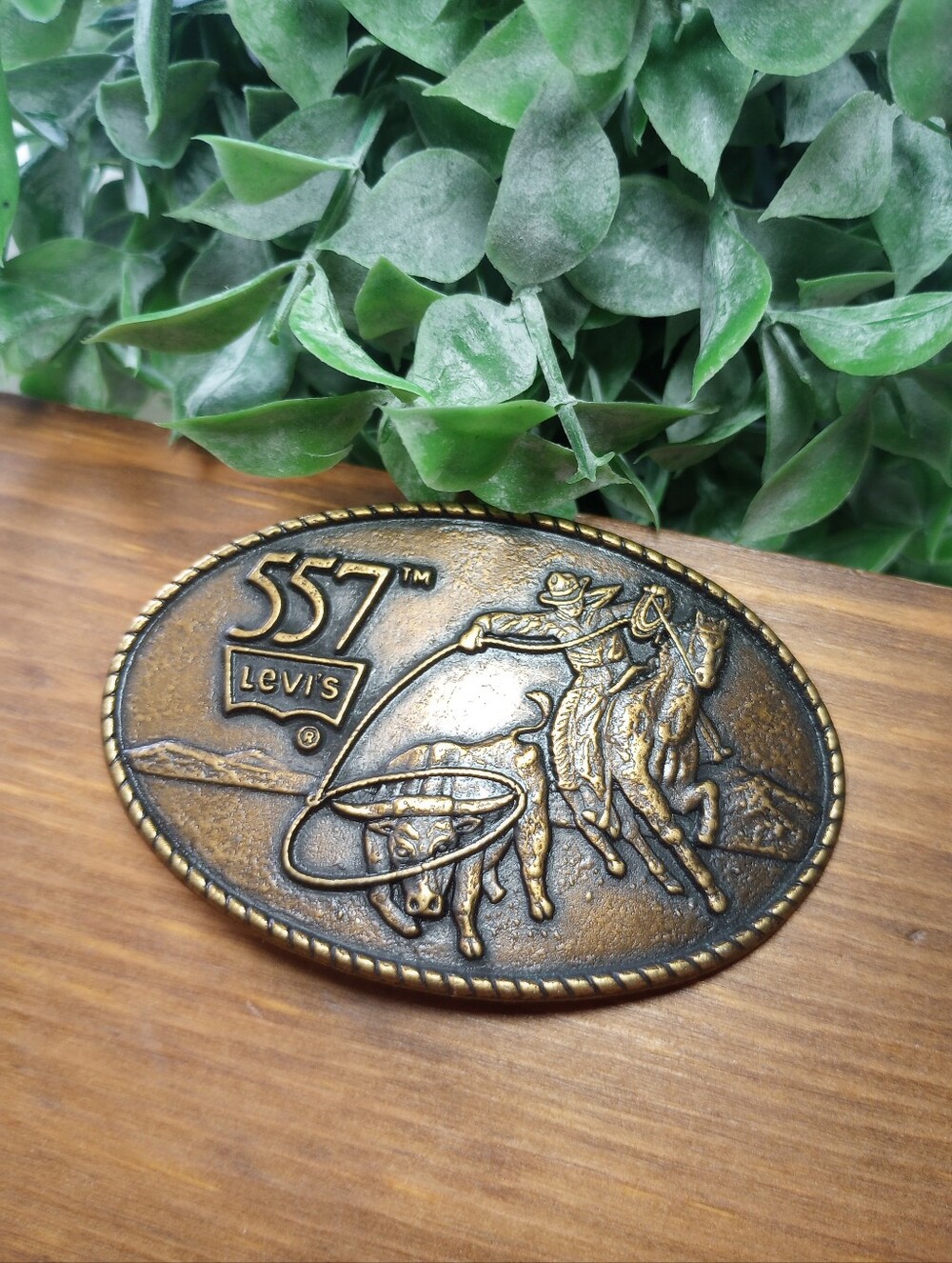 Levi's 557  Western Rancher Bronze Belt Buckle Rodeo Lasso Cowboy Gorpcore Farm